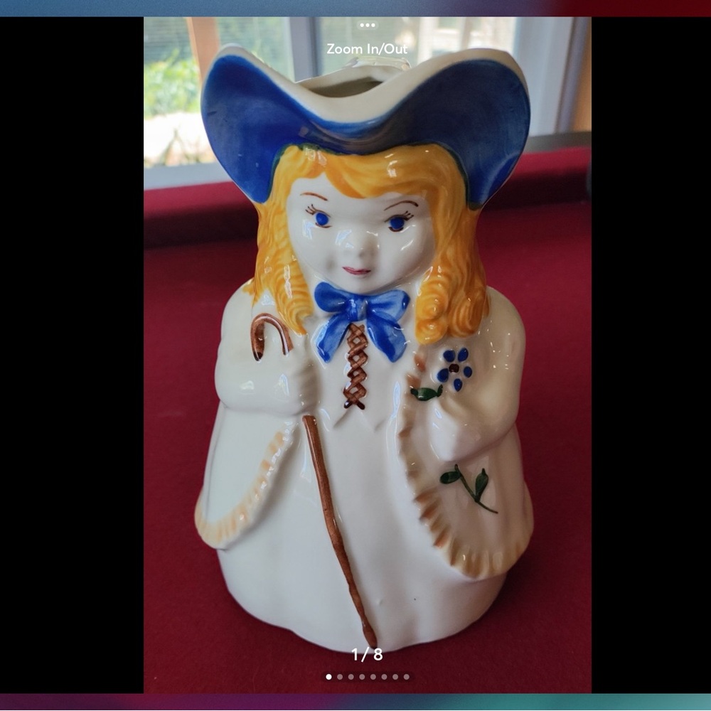 Vintage Shawnee 1940’s Little Bo Peep 8” Water, Milk, Pitcher Made in the USA
